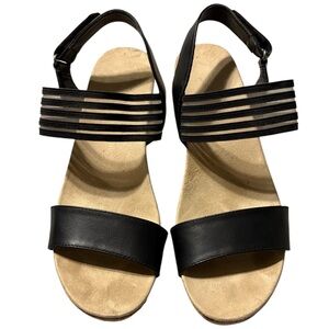 Kim Rogers Black and Tan Strappy Sandals